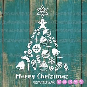 Albero di Natale assortito SVG, Buon Natale SVG per creare decorazioni per finestre di Natale, ornamenti natalizi per la decorazione delle finestre di Natale