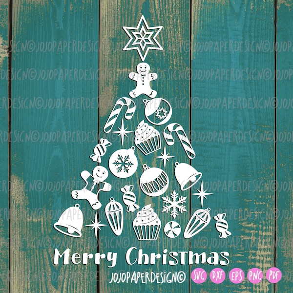 Assorted Christmas tree SVG, Merry Christmas SVG for creating Christmas window cling, Christmas ornaments for Christmas window decoration