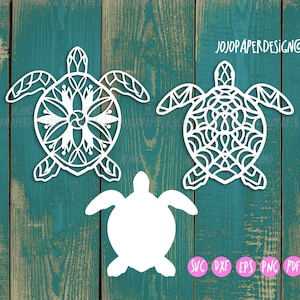 Svg tortue de mer, Mandala tortue svg pour Cricut et Silhouette ou découpe laser, modèle de découpe de papier-petite licence commerciale incluse