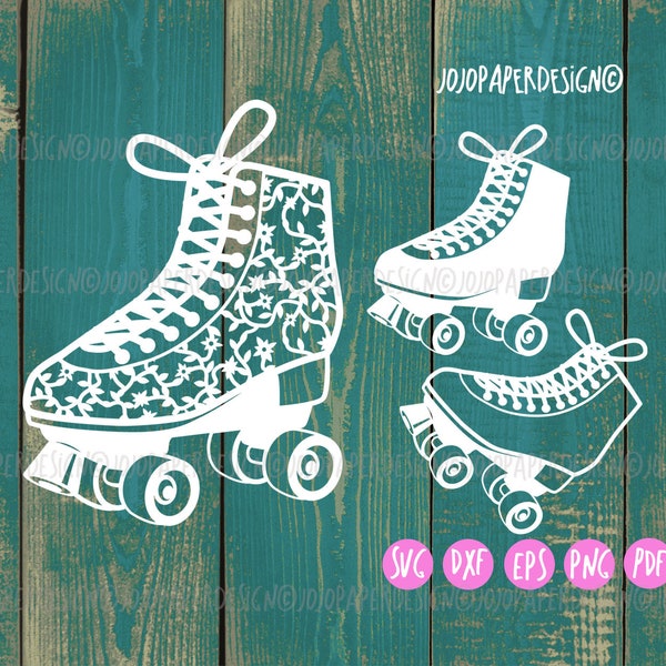 Roller skate svg, floral roller skate svg, paper cut template for Cricut, Silhouette or laser cutting, perfect for shirt making