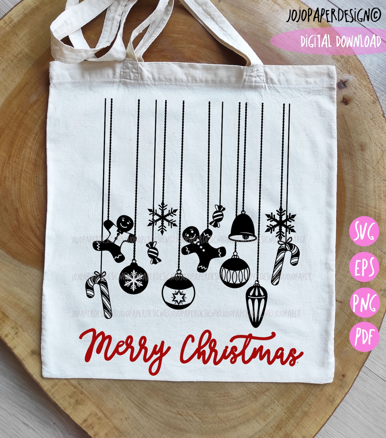 Hanging Ornaments SVG Merry Christmas SVG for Creating - Etsy