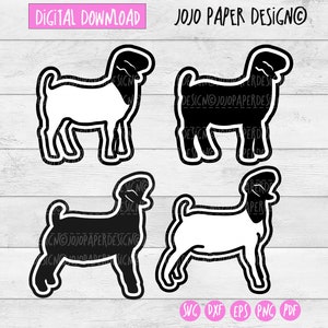 Show goat SVG, Boer goat SVG, Goat outline svg png eps dxf pdf, boer goat silhouette, small commercial license included, show goat clipart