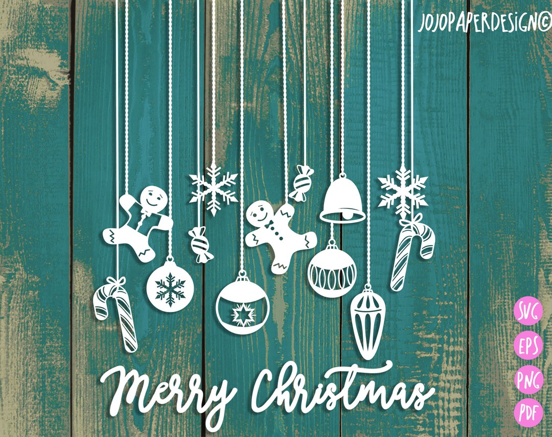 Hanging Ornaments SVG, Merry Christmas SVG for Creating Christmas