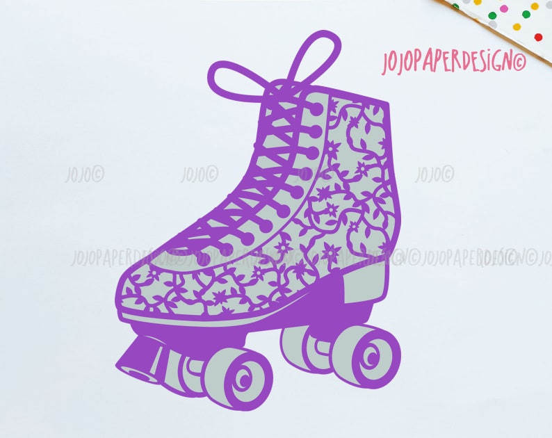 Roller Skate Svg Floral Roller Skate Svg Paper Cut Template Etsy