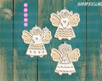 Angel Christmas Ornament SVG Laser Cut Files: Layered Kids Decor (Digital Download)