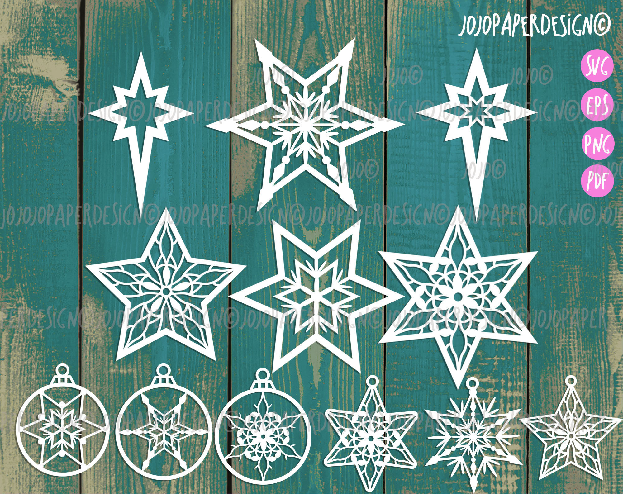 Christmas Star SVG Star Christmas Ornaments Svg Bundle for - Etsy Australia