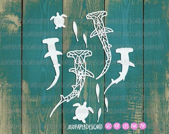 Hammerhead shark SVG perfect for Cricut Silhouette, Sea animal SVG, tribal shark svg, mandala hammerhead shark svg for laser cutting