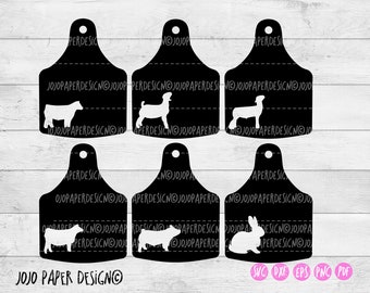 Show animal ear tag SVG bundle, livestock ear tag bundle, pig ear tag svg, sheep ear tag svg, goat ear tag svg, heifer ear tag, svg png dxf