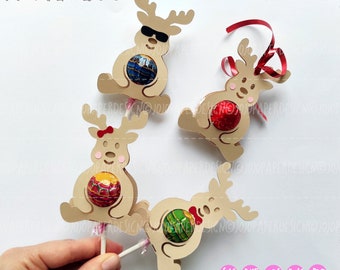 Reindeer lollipop SVG, Christmas lollipop holder svg, boy and girl reindeer chocolate holder cut file, DIGITAL DOWNLOAD