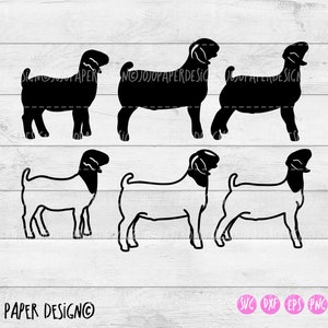 Show goat SVG, Boer goat SVG , Goat outline svg png eps dxf pdf, boer goat silhouette, small commercial license included,
