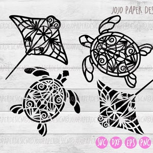 Tortuga floral SVG, tortuga marina SVG, Tribal Ray SVG, Stingray svg, Ocean mandala svg para Cricut Silhouette, con pequeña licencia comercial