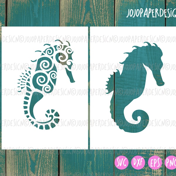 Seahorse stencil svg, Sea life stencil SVG, PNG, DXF, seahorse template for card making-Digital item