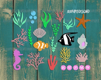 Coral SVG and seaweed svg bundle,Sea creatures svg, Sea plants svg optimized for Silhouette and Cricut machine,with small commercial license