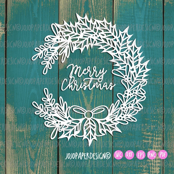 Farmhouse Christmas Wreath SVG, Merry Christmas wreath Svg for creating Christmas Window cling,  Merry Christmas svg window decoration