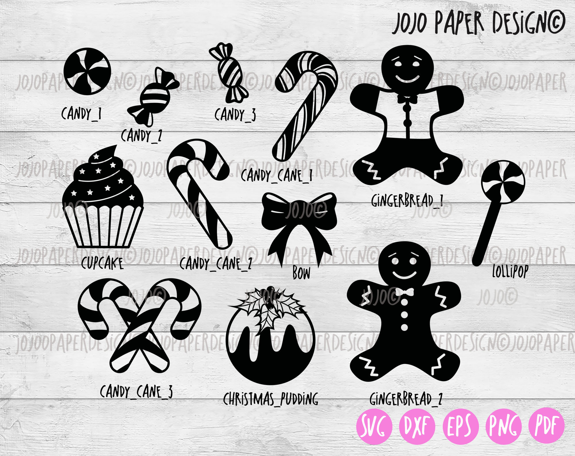 Candy Cane SVG Gingerbread Man SVG Christmas Sweets 2 - Etsy