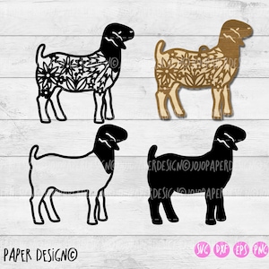 Boer goat SVG for Cricut and Silhouette,  goat SVG for laser cutting, goat Christmas ornament SVG, floral goat design for paper cutting