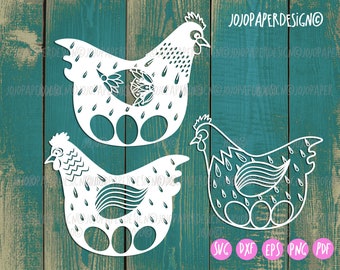 Chicken SVG for Cricut and Silhouette, Cute chicken SVG for laser cutting, Chicken PNG, Hen with eggs dxf , chicken wall art for farmhouse