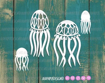 Jellyfish svg for laser, Jellyfish Ocean mandala svg for Cricut and Silhouette, jellyfish paper cutting template,+small commercial license
