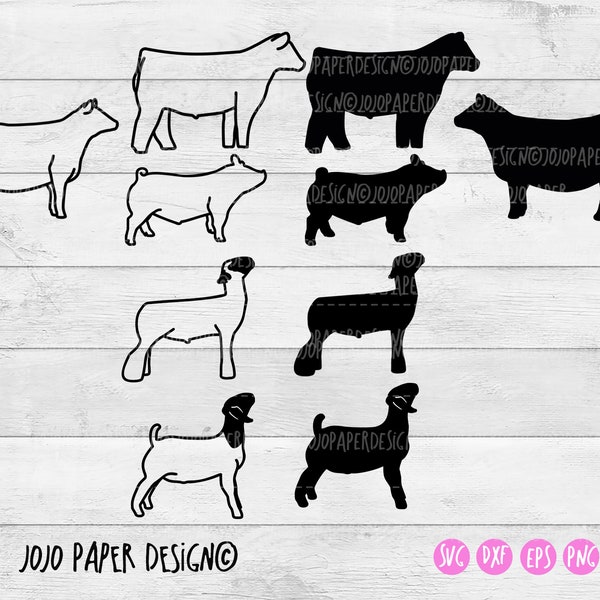 Show animal SVG, Show animal bundle SVG, show animal clipart, small commercial license included, show livestock graphic, show pig SVG