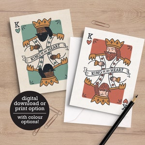 King of My Heart - Fête des Pères - Mari - Anniversaire - Anniversaire - 12 h Téléchargement numérique - Carte de vœux imprimée