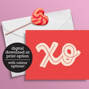 XO - Scénario - Saint-Valentin - Love Card - Anniversaire - 12 h Téléchargement numérique - Carte de vœux imprimée