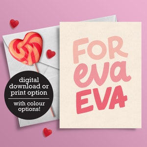 Pour Eva Eva - Saint-Valentin - Carte d’amour - Carte de mariage - Anniversaire - 12 h Téléchargement numérique - Carte de vœux imprimée