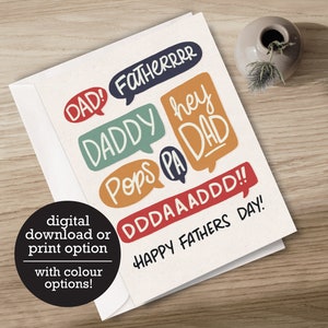 Papa! Papa! Papa! - Carte de blague - Fête des pères - Merci papa - Anniversaire des papas - 12 h Téléchargement numérique - Carte de vœux imprimée