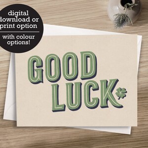 Bonne chance - Meilleurs voeux - 12 HR Digital Download - Carte de vœux imprimée
