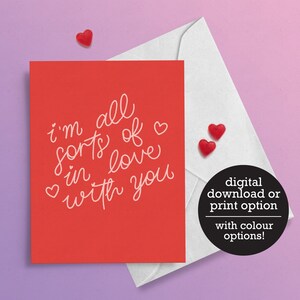 Je suis toutes sortes d’amoureux de toi - Saint-Valentin - Carte d’amour - Carte de mariage - Anniversaire - 12 h Téléchargement numérique - Carte de vœux imprimée