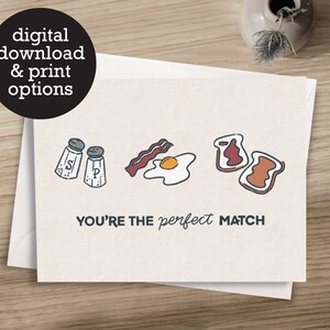Perfect Match - Boda - Aniversario - Compromiso - Felicitaciones - 12 HR Digital Download - Tarjeta de felicitación impresa