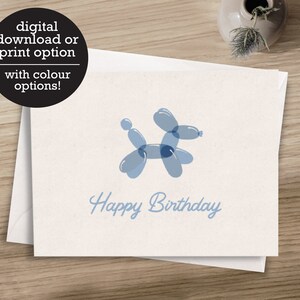 Joyeux anniversaire - Ballon d’anniversaire - 12 h Téléchargement numérique - Carte de vœux imprimée