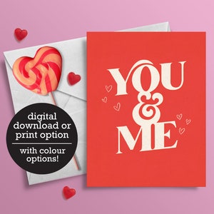 You & Me - Saint-Valentin - Love Card - Anniversaire - 12 HR Digital Download - Carte de vœux imprimée