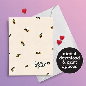 Bee Mine - Saint-Valentin - Carte d’amour - Carte de mariage - Anniversaire - 12 h Téléchargement numérique - Carte de vœux imprimée