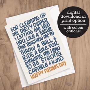 Carta a papá - Día del Padre - Gracias papá - Cumpleaños de papá - 12 HR Descarga digital - Tarjeta de felicitación impresa