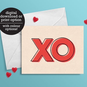 XO - Audacieux - Saint-Valentin - Love Card - Anniversaire - 12 h Téléchargement numérique - Carte de vœux imprimée