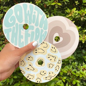 3 Pack Painted CDs for Room Decor | handpainted | &quot;go with the flow&quot; aesthetic designs