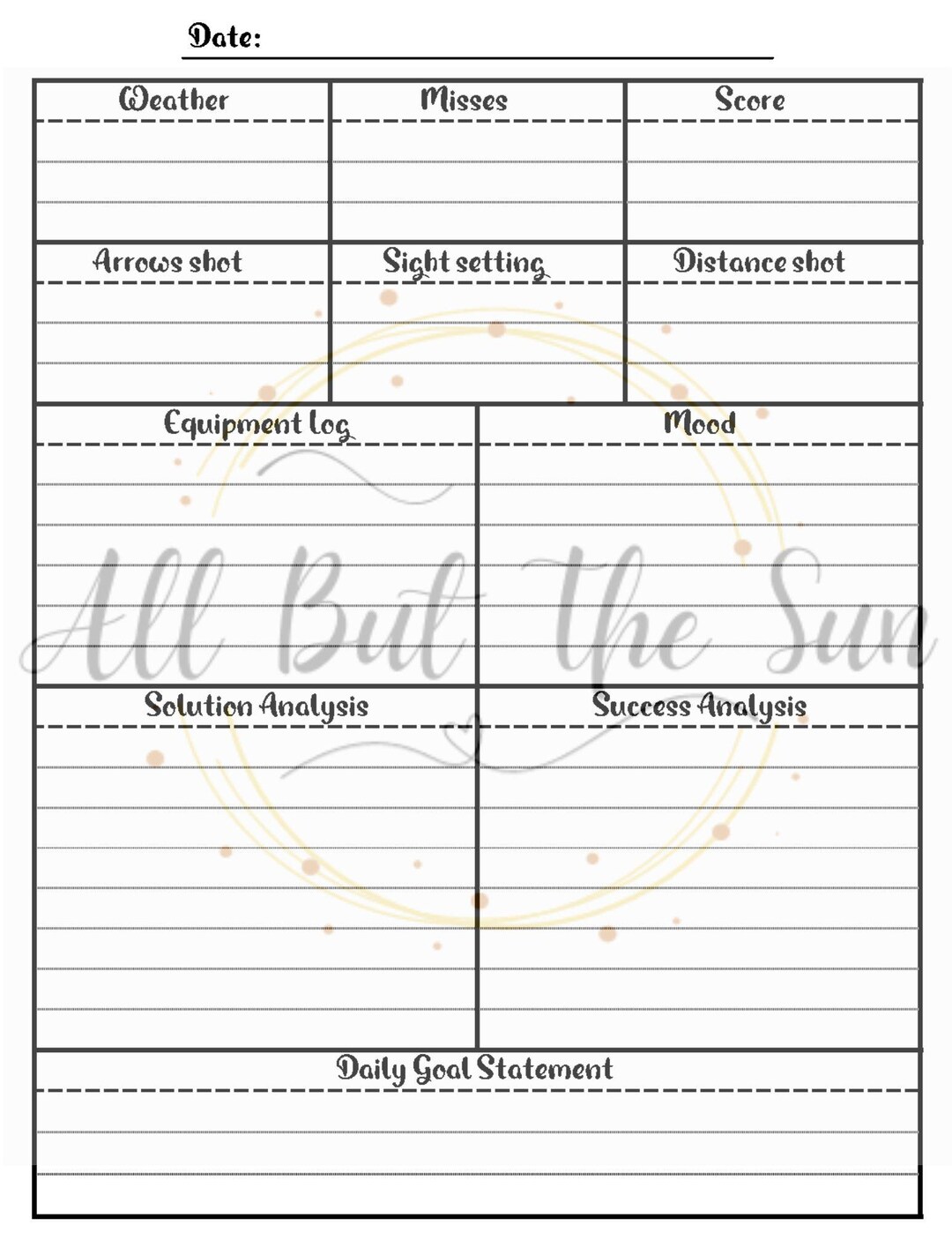 Archery Performance/training Journal Printable Letter Size Document ...