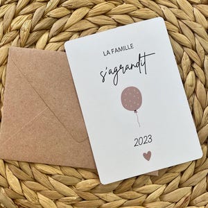 Carte annonce de grossesse "La famille s'agrandit" version 2025 | Annonce naissance bébé