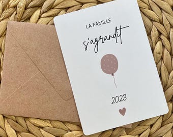 Carte annonce de grossesse "La famille s'agrandit" version 2025 | Annonce naissance bébé