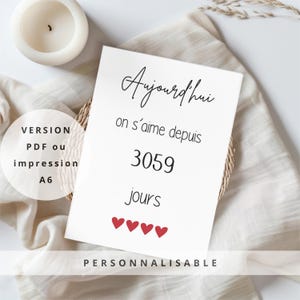 Carte peronnalisable Saint Valentin à offrir | Cadeau Saint Valentin à sa femme ou son mari | Carte date couple