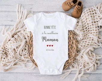 Body Personnalisé manches courtes ou longes | Cadeau fête des mères | Bonne fête maman | Body Bébé en coton | Cadeau maman