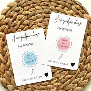Carte à gratter naissance - " Veux-tu être mon Parrain - Marraine " - Demande - surprise - cadeau