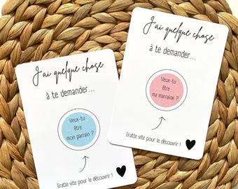 Carte à gratter naissance - " Veux-tu être mon Parrain - Marraine " - Demande - surprise - cadeau