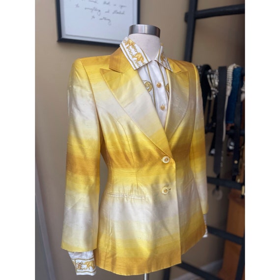 VINTAGE ESCADA yellow ombre blazer sz 38 - image 4