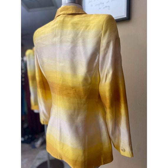 VINTAGE ESCADA yellow ombre blazer sz 38 - image 9