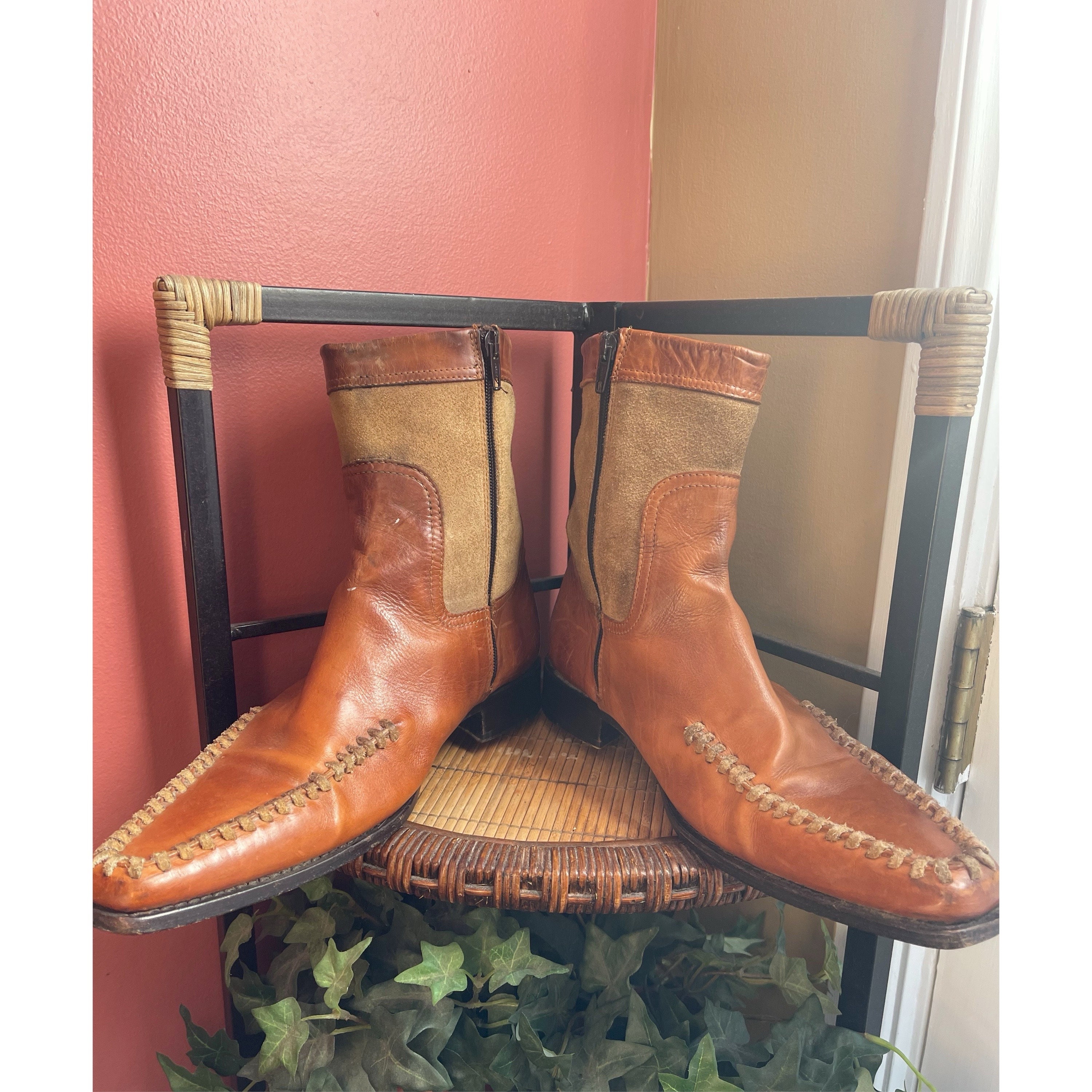 DSQUARED2 Mens Leather/ Suede Side Zip Boots Sz 42.5 - Etsy