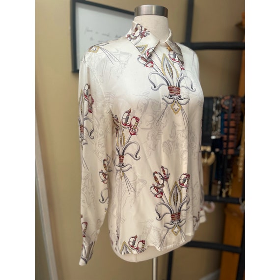 VINTAGE ESCADA Cream Silk Fleur Print/sword Blouse Sz 34 - Etsy