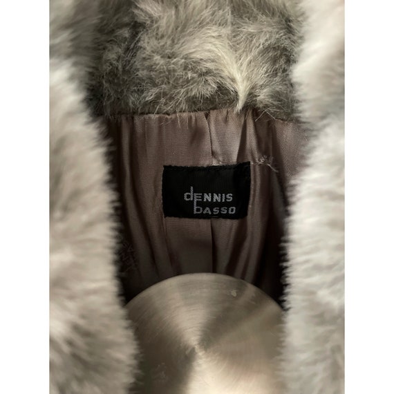 Dennis Basso faux grey coat sz S - image 5