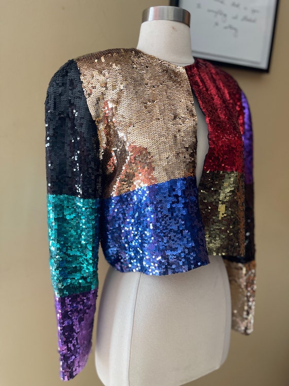 VINTAGE Colorblock Sequin blazer sz M