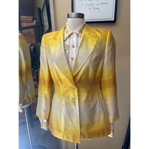 VINTAGE ESCADA yellow ombre blazer sz 38 - image 3